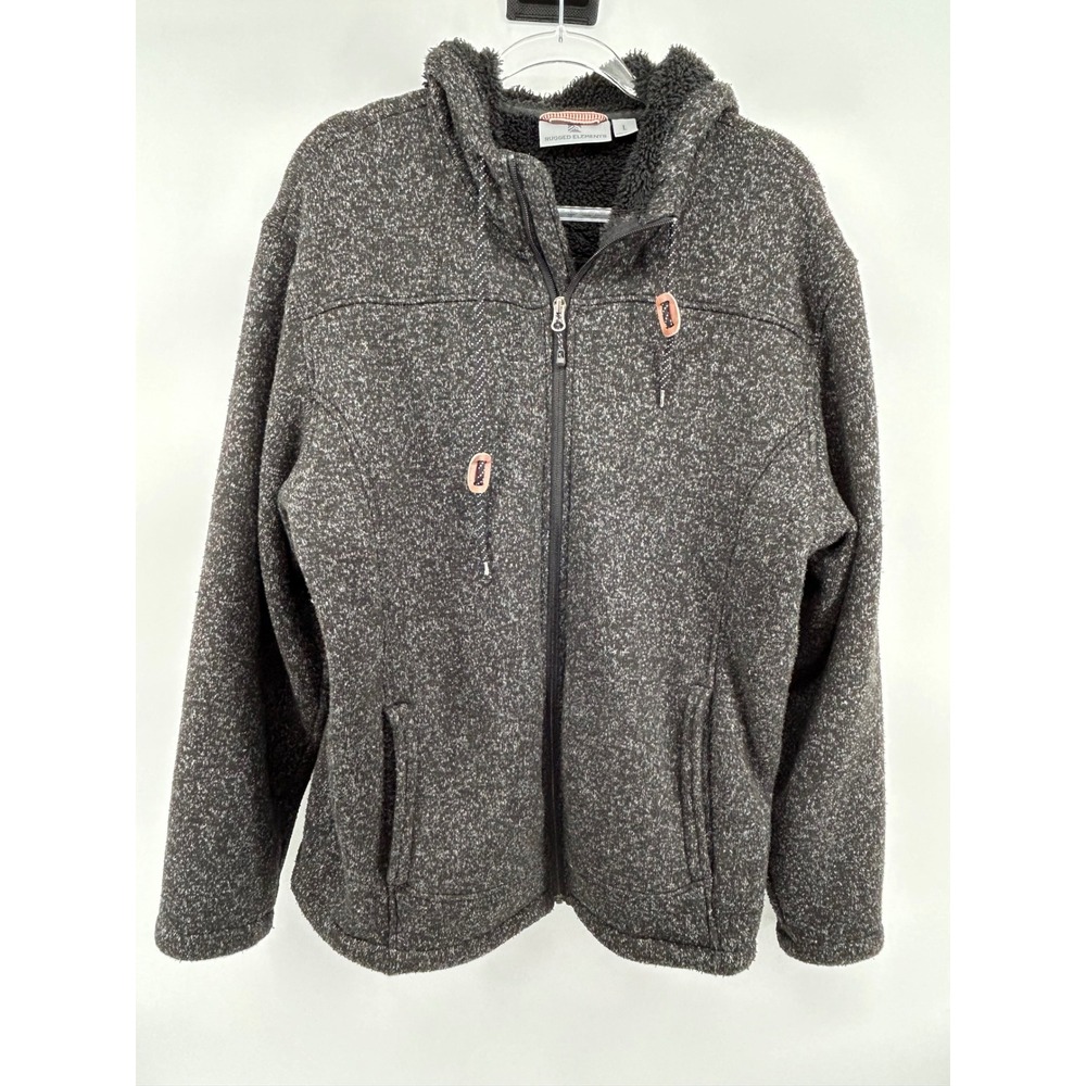 Rugged Elements Mens Sherpa Lined Full Zip Hooded Jacket‎ Charcoal Gray Large